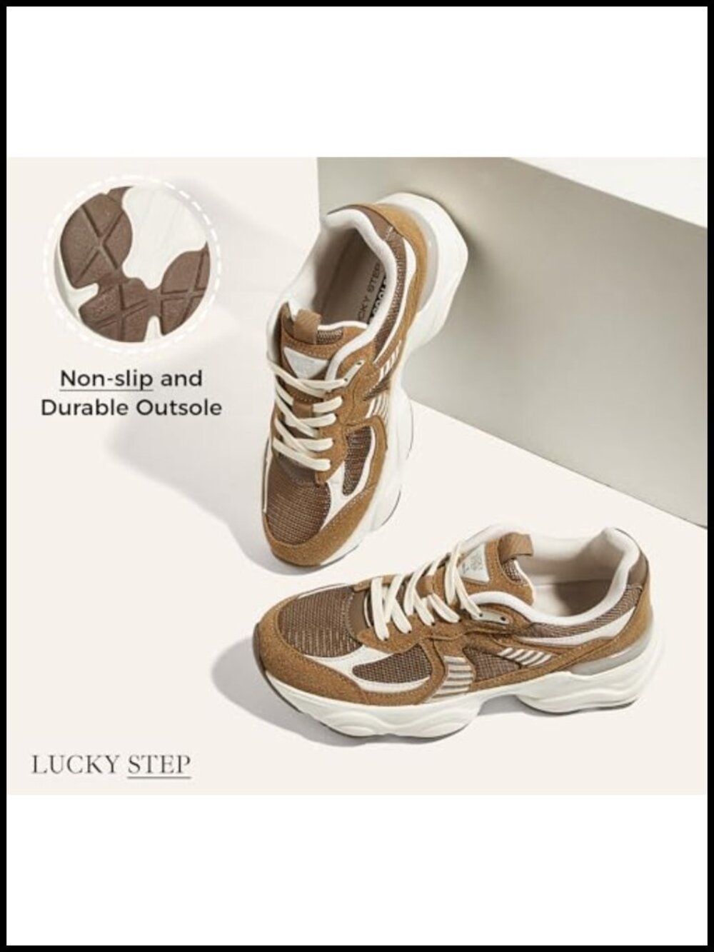 Women's Platform Sneakers | Chunky Mesh Athletic Walking Shoes | Lace-Up Casual - Picture 3 of 6